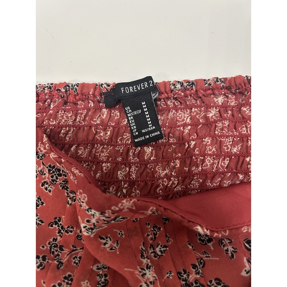 Forever 21 Women's Smocked Midi Dress Size‎ M Patchwork Boho Prairie Cottagecore - Picture 9 of 14